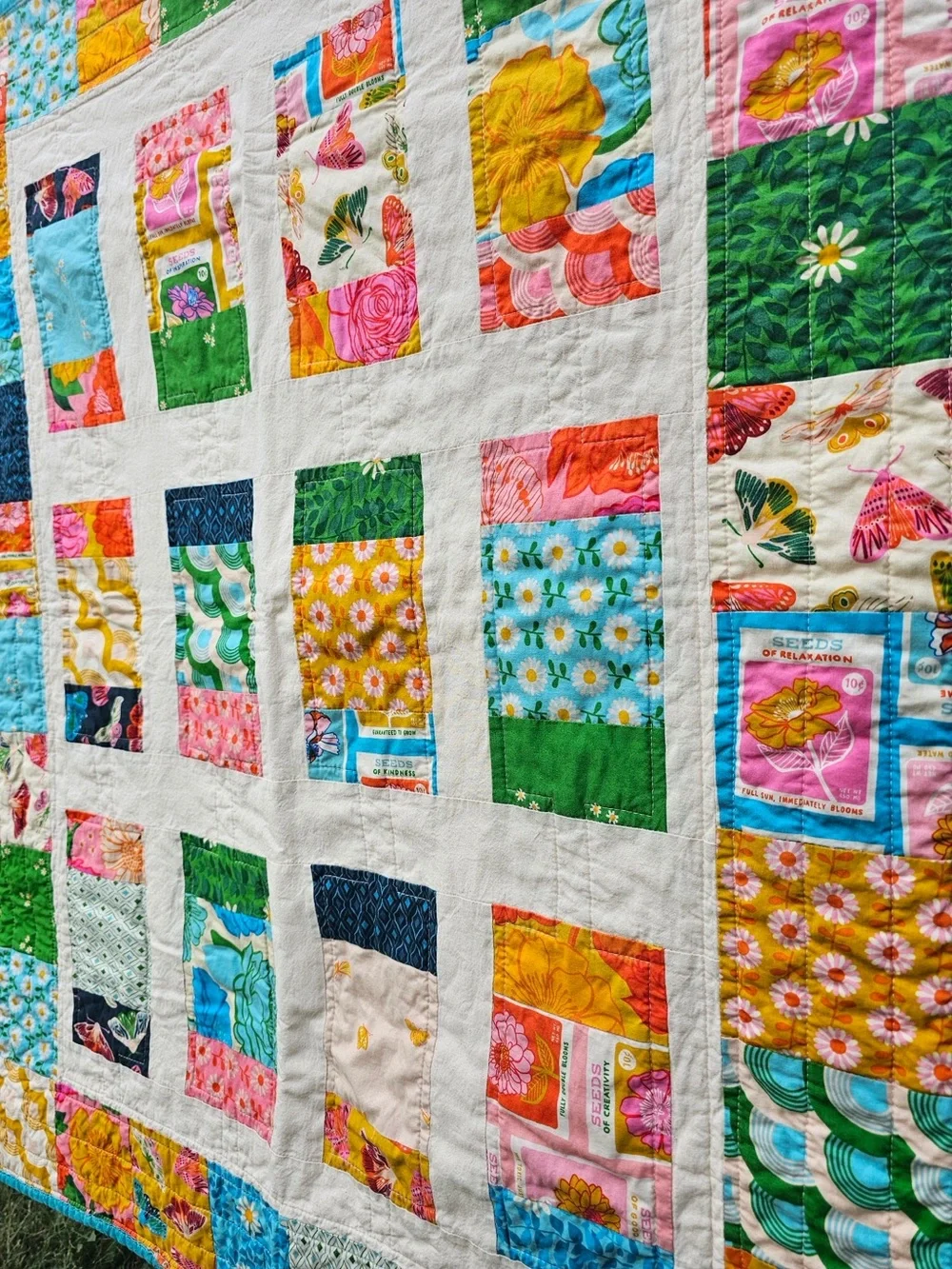 Handmade Patchwork Quilt: Ruby Star Society Flowerland, Butterfly Design 35”X44